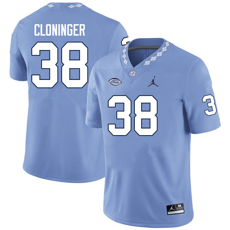 Men #38 Aiden Cloninger North Carolina Tar Heels College Football Jerseys Sale-Carolina Blue